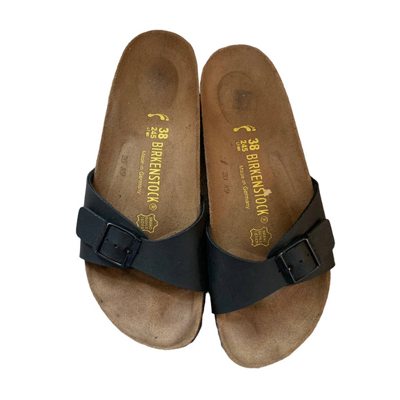 Birkenstock Shoes - Birkenstock Madrid Black Leather Sandals Size 38 / Size 7-7.5